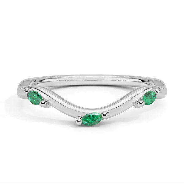 Willow Curved Lab Grown Emerald Band