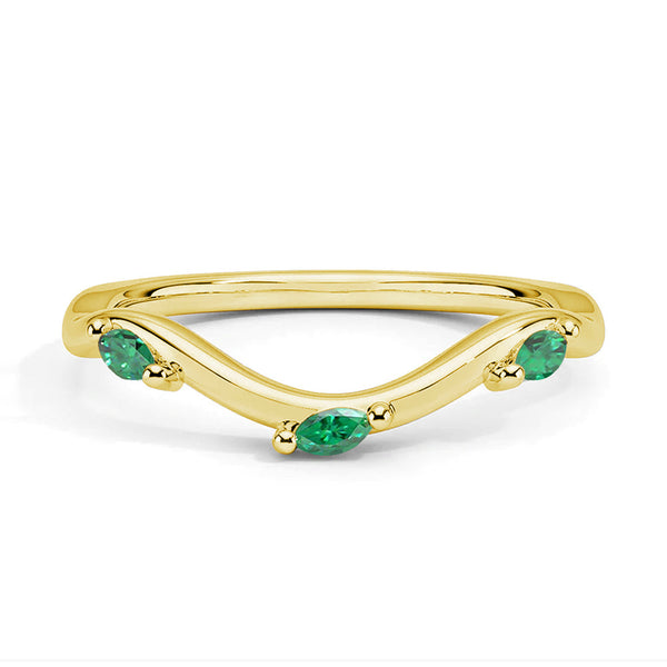 Willow Curved Lab Grown Emerald Band