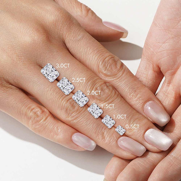 Solitaire Radiant Cut Moissanite Ring Set with Matching Stacking Band