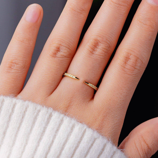 Pavé Diamonds Claw Stacking Open Ring