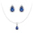 Pear Blue Sapphire Solitaire Pendant with Stud Earrings Set