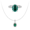 Floral Halo Green Oval Pendant And Ring Set
