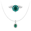 Solitaire Green Ring AndEmerald Pendant Set