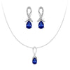 "Blue For Pink" Sapphire Necklace And Earrings Set With Ribbon