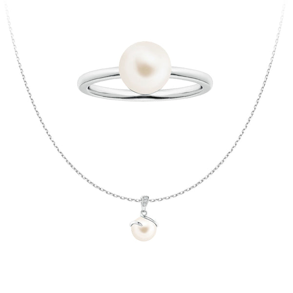 8mm Freshwater Cultured Pearl Pendant & Ring Set