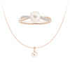 8mm Freshwater Cultured Pearl Pendant AndRing Set with Moissanite Accent