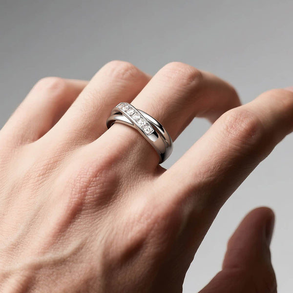 5mm Crossover Channel Set Moissanite Men's Wedding Band