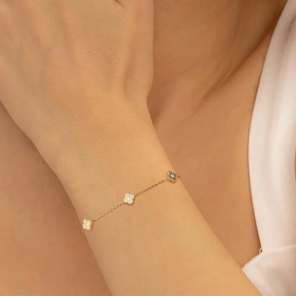 Lucky Hearts Four Leaf Clover Bracelet