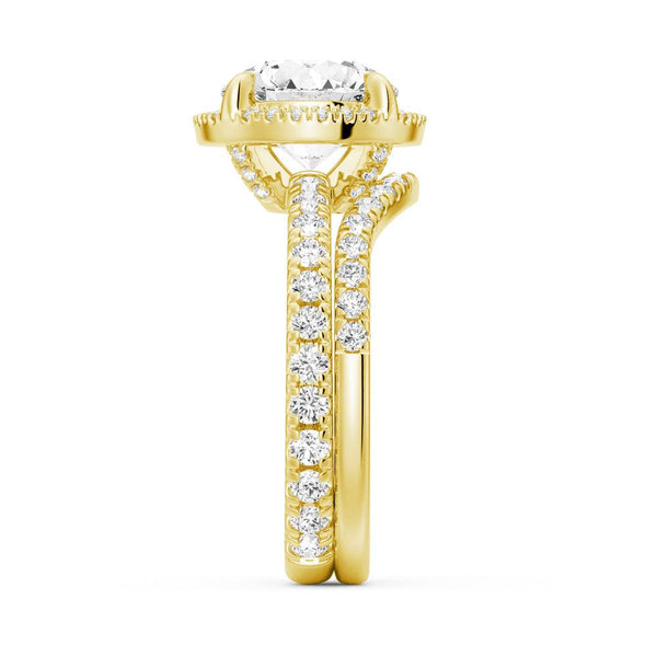 Half Eternity Round Cut Moissanite Halo Engagement Ring