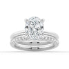 Oval Solitaire Hidden Halo Moissanite Ring Set with Matching Wedding Band