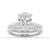 Oval Solitaire Hidden Halo Moissanite Ring Set with Matching Wedding Band