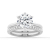 Six Prong Solitaire Hidden Halo Moissanite Ring Set with Matching Wedding Band