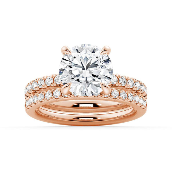 Round Moissanite Engagement Ring With Eternity Pave Band