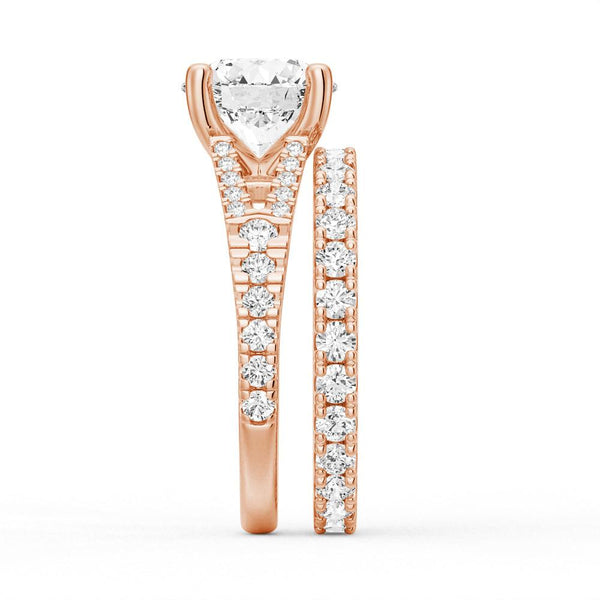 Round Cut Split Shank Moissanite Engagement Ring