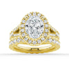 Oval Cut Split Shank Moissanite Halo Engagement Ring