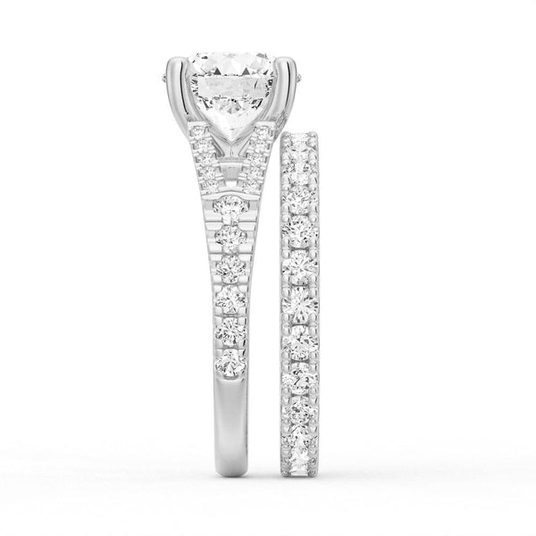 Round Cut Split Shank Moissanite Engagement Ring