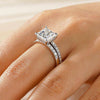 Princess Cut Hidden Halo Moissanite Couple's Ring Set with Men's Wedding Band