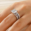 Princess Cut Split Shank Moissanite Couple's Ring Set with Men's Wedding Band