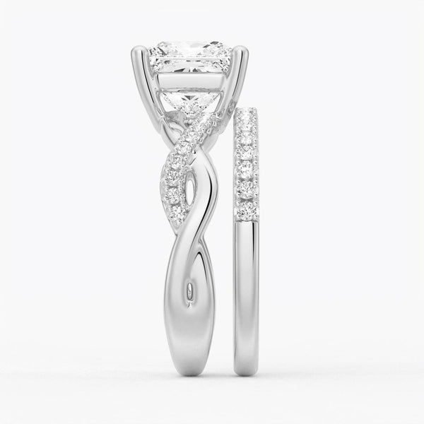 Twisted Band Princess Cut Moissanite Engagement Ring