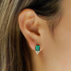 4 Ctw Emerald Cut Emerald Stud Earrings With Trio Moissanite Diamonds