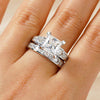 Unique Cinderella Staircase Princess Cut Moissanite Ring Set with Matching Wedding Band