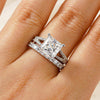 Princess Cut Split Shank Moissanite Ring Set with Matching Wedding Band