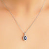 1.64 CT. Floral Halo Oval Sapphire Pendant