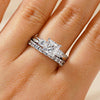 Twist Princess Cut Moissanite Couple's Ring Set with Men's Wedding Band