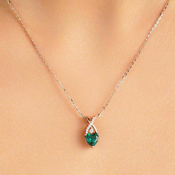 1.16 CT. Solitaire Heart Emerald and White Sapphire Pendant