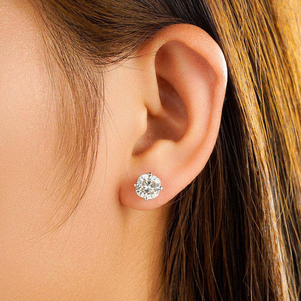 4 ctw Cushion Cut Moissanite 4 Prong Solitaire Stud Earrings