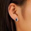1.17 CT. Pear Shaped Sapphire Halo Stud Earrings