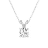 Round Moissanite Solitaire V Bale Pendant With Pavé Halo Stud Earrings