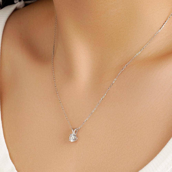 1 CT. Round Moissanite Solitaire V Bale Pendant