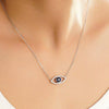 1.28 CT. Blue Sapphire and White Sapphire Evil Eye Necklace