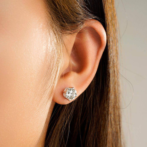 4 ctw Cushion Cut Moissanite 4 Prong Solitaire Stud Earrings