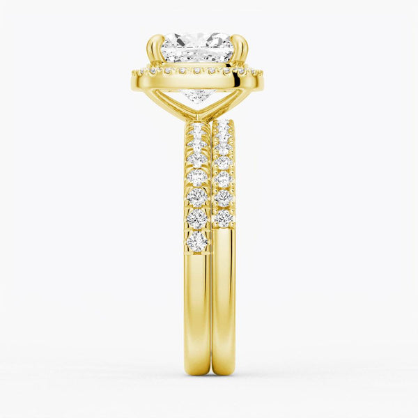 Cushion Cut Halo Moissanite Engagement Ring