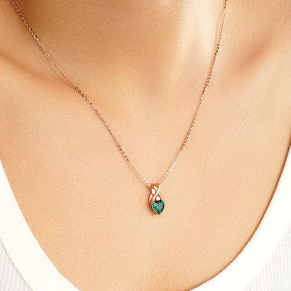 1.16 CT. Solitaire Heart Emerald and White Sapphire Pendant