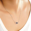 1.28 CT. Blue Sapphire and White Sapphire Evil Eye Necklace