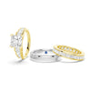 Unique Cinderella Staircase Princess Cut Moissanite Couple's Ring Set with Men's Wedding Band