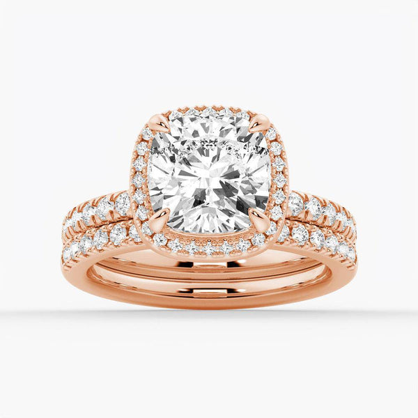 Cushion Cut Halo Moissanite Engagement Ring