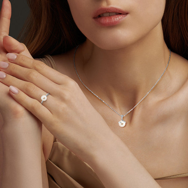 8mm Freshwater Cultured Pearl Pendant & Ring Set