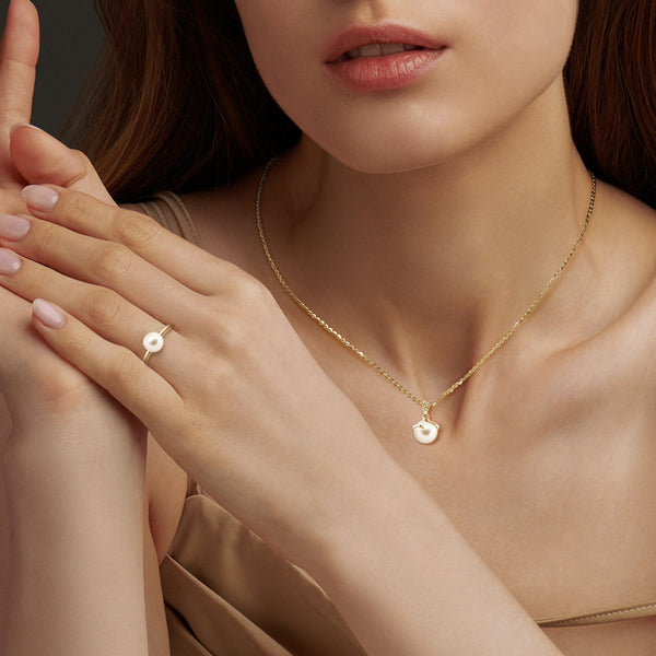 8mm Freshwater Cultured Pearl Pendant & Ring Set