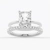 Four Prong Radiant Solitaire Moissanite Engagement Ring With Hidden Halo