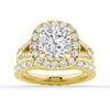 Cushion Cut Split Shank Moissanite Halo Engagement Ring