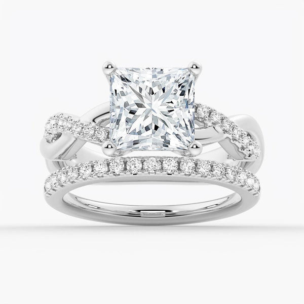 Twisted Band Princess Cut Moissanite Engagement Ring