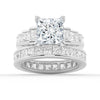Unique Cinderella Staircase Princess Cut Moissanite Ring Set with Matching Wedding Band
