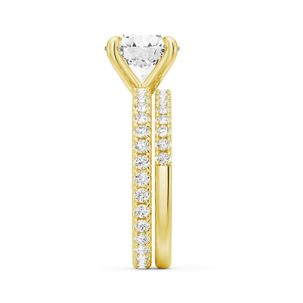 Round Moissanite Engagement Ring With Eternity Pave Band