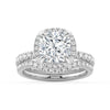 Half Eternity Cushion Cut Moissanite Halo Engagement Ring