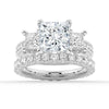 Princess Shaped Three Stone Moissanite Engagement Ring