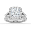 Princess Cut Split Shank Moissanite Halo Engagement Ring